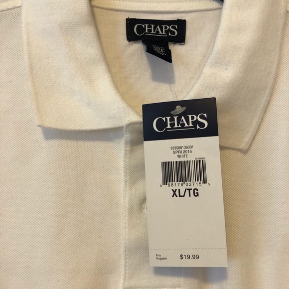 NWT Chaps Youth Solid White Collared Polo T-Shirt - Picture 3 of 6